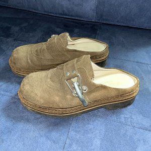 Geier Wally Austria Moss Green Suede Slides, size 7